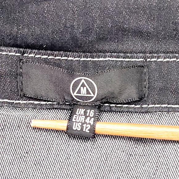 Missguided Long Sleeve Snap Up Front Mini Denim Shirt Dress Sz. 12 Black - Picture 7 of 12